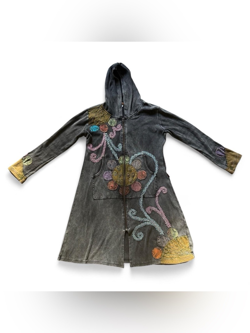 Rising International Patchwork Embroidered Duster Hoodie XL